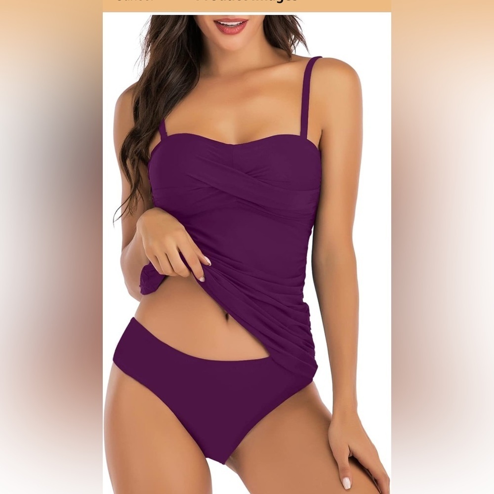 Shuangyu Bandeau Tankini swimsuit mid waiter briefs XL/ 0248